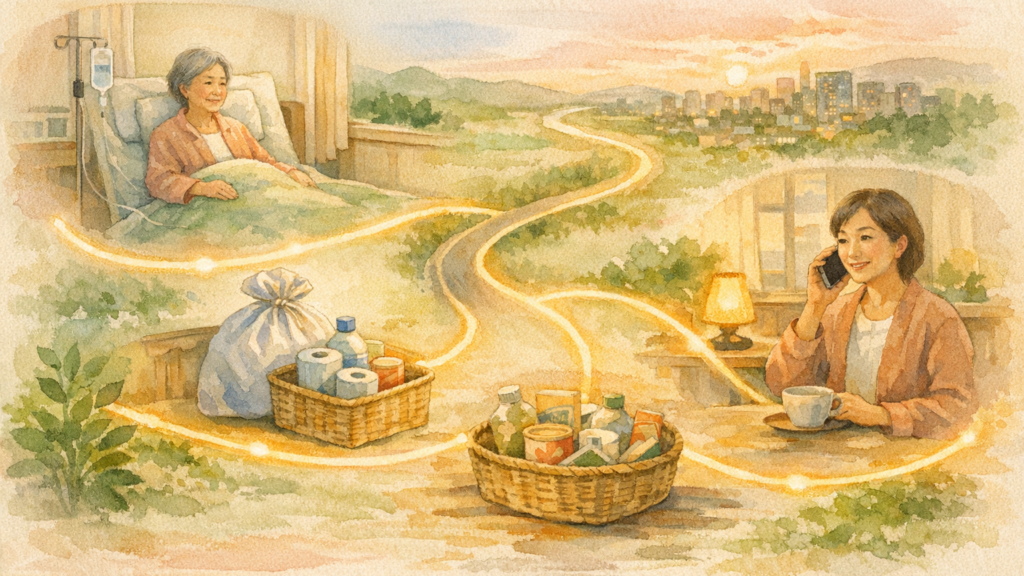 遠方の一人暮らしの親が入院したとき｜通えない日を誰に頼むか 文中画像1(16:9・文字なし)